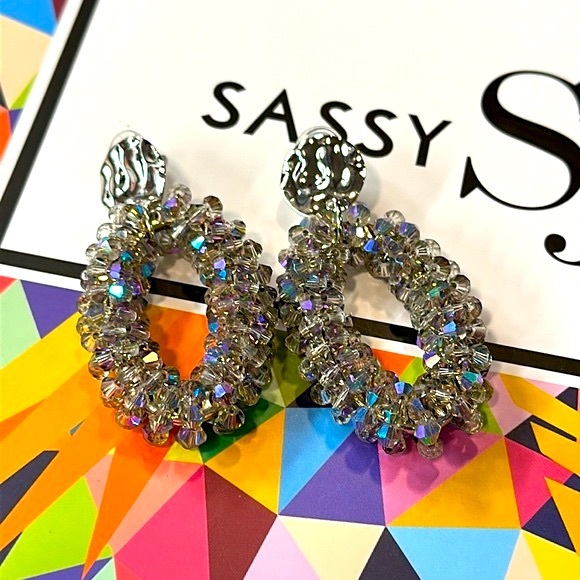 Sassy Jones Jewelry - “Celebration Oval Dangle”- Iridescent Plum Berry